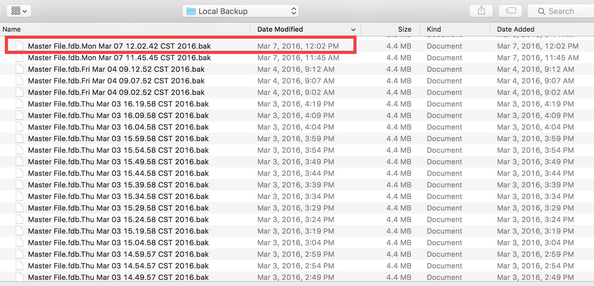 Accessing Local Backup Files FMS Help